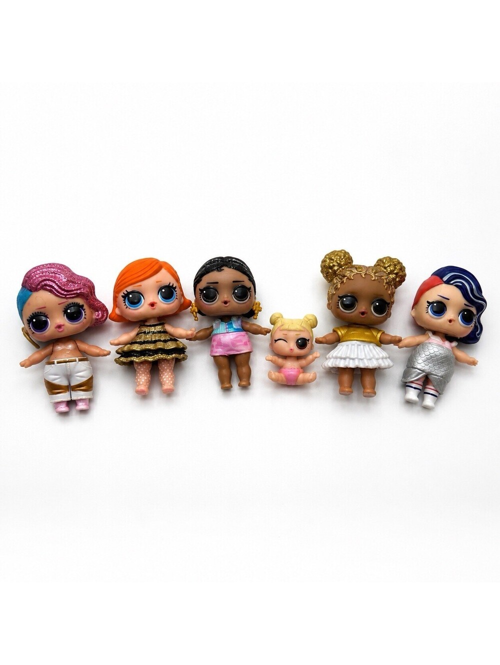 LOL Surprise Dolls Lot of 6 Queen Bee Cadet Glitter Queen MGA Mixed Outfits